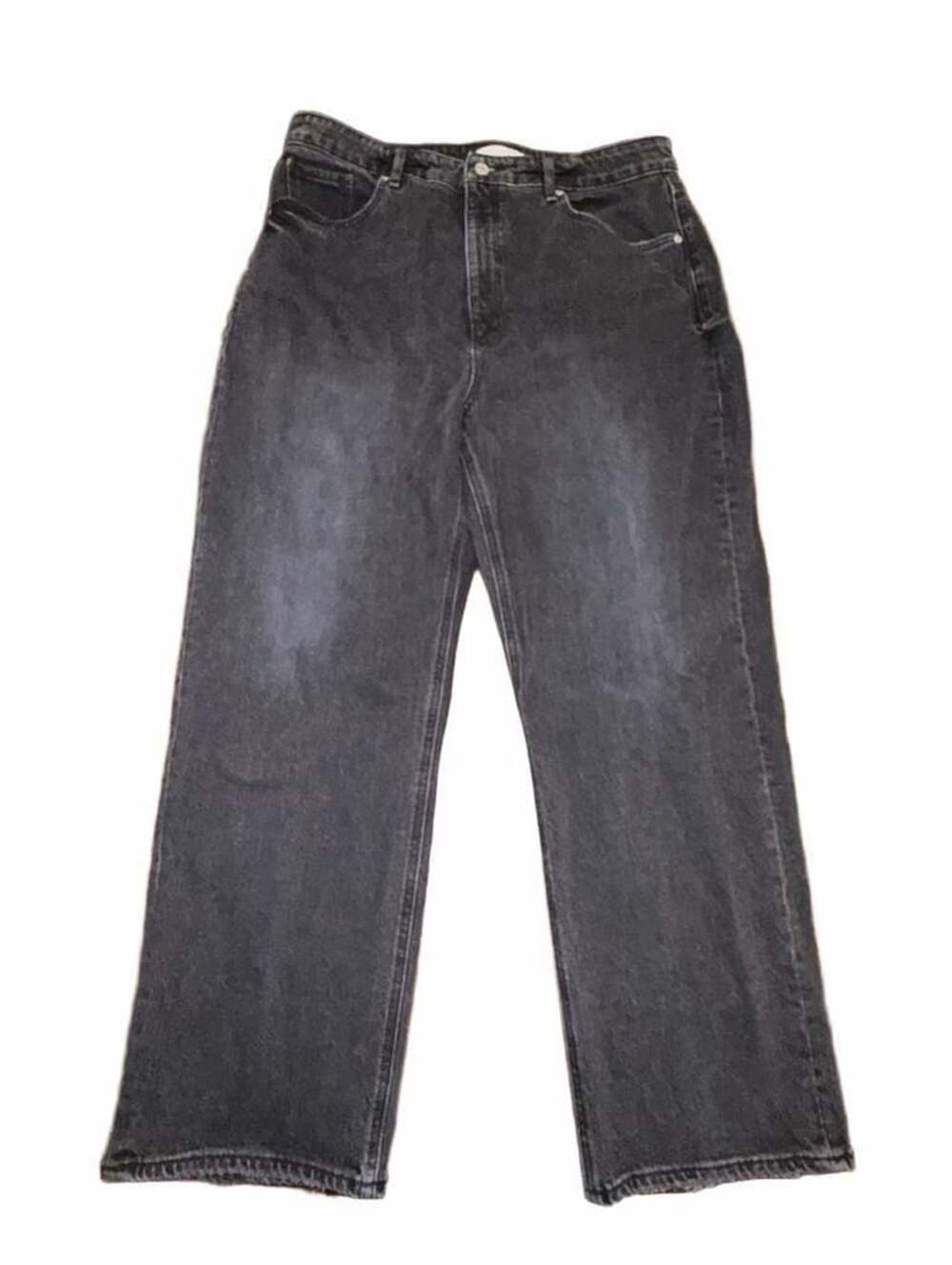 LOFT Women’s Black Acid Wash High Rise Straight Leg Mom Jeans Denim 90s
